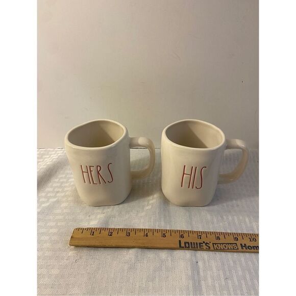 2 Rae Dunn coffee mugs His Hers Set Wedding Gift - Picture 1 of 3